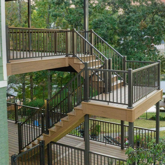 Level top deck railing and stair keylink railing american rail stair and handrail