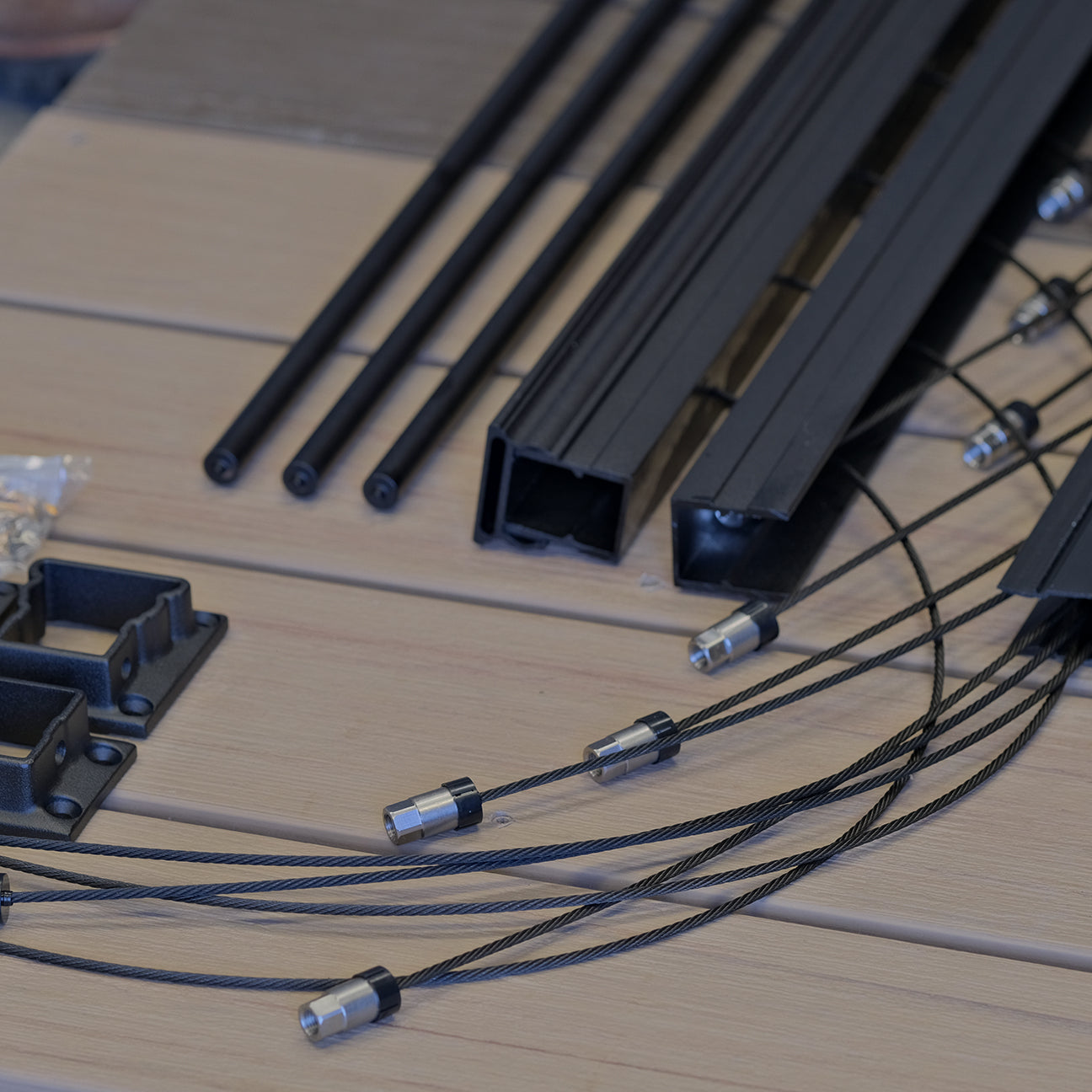 Keylink black vertical cable kits are the easy way to have blacked out cable railing