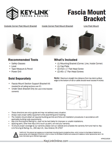 Installation guide for keylinks fascia bracket mount post.