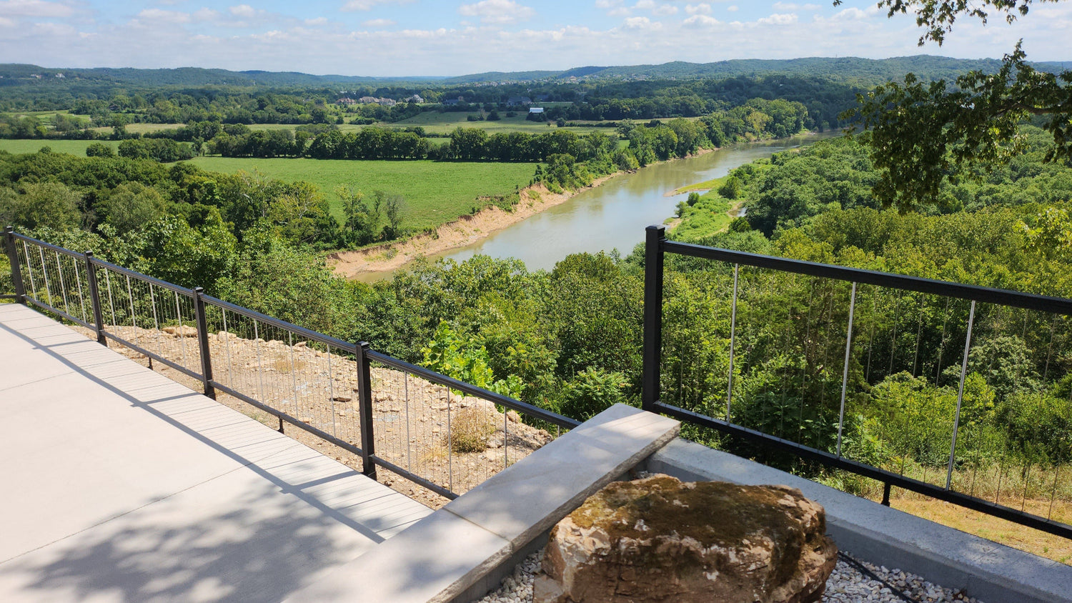 Ravine railing steep slope river vertical cable railing