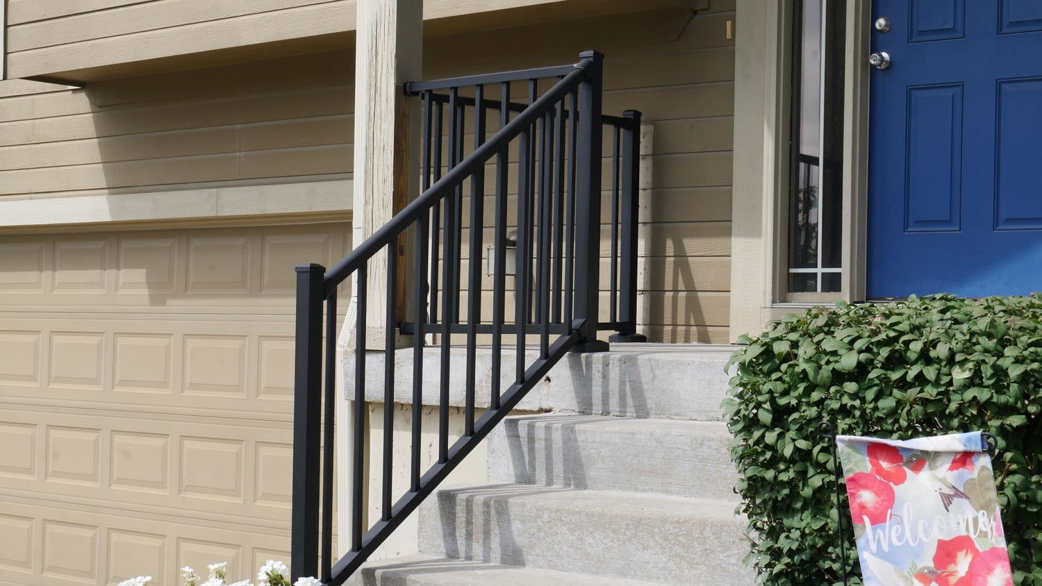 Tuscany C10 Stair rail between 2"x2" posts and level rail on the landing tuscany c10 stair kits come with fixed pitched stair mount brackets