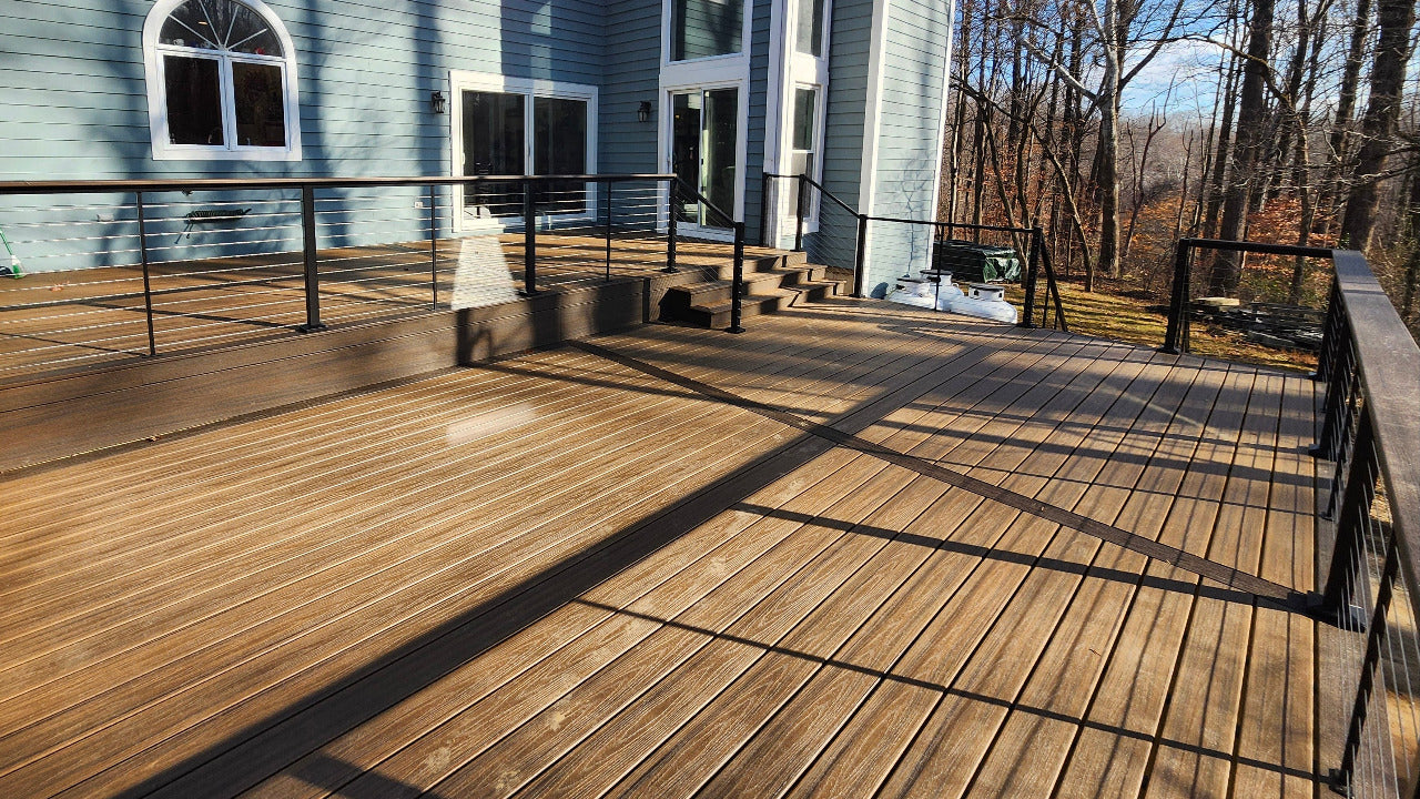 What is the best cable drink railing?Feeney Modern Cable and Composite decking collide to form the perfect deck and cable drink rail.