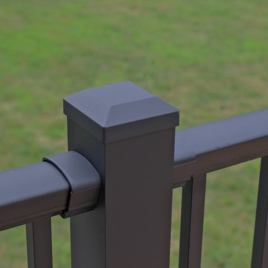 Dekpro 3" Post cap installed on top of aluminum post.