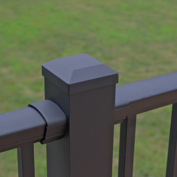 Dekpro 3" Post cap installed on top of aluminum post.