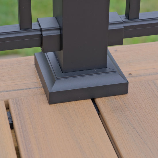 Dekpro 3" Post skirt installed on bottom of aluminum post.