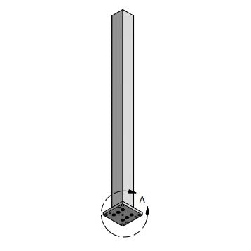 PowerPost Drawing showing bottom flange and extruded aluminum post.