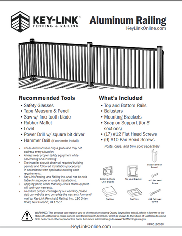 Aluminum Railing Install for Keylink railing american and outlook