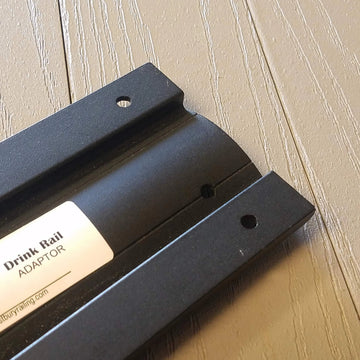 Black Texture Drink Rail Adapter Aluminum with Color match screws by westbury for over the post railing picture taken at Deck & Rail Supply 785 E Warren St, Gardner KS, 66030