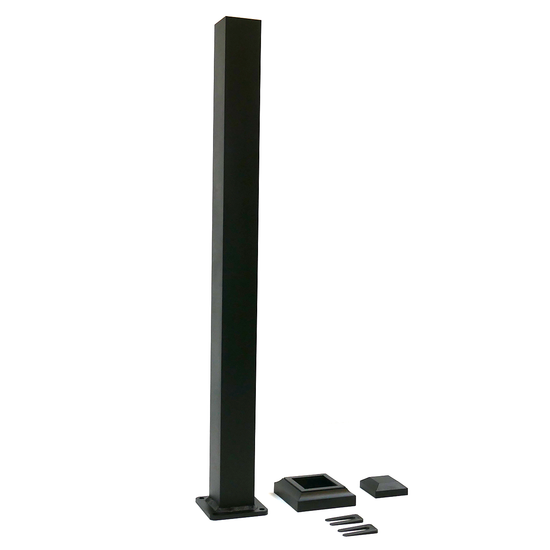 Product photo of Dekpro Textured Black 3" x 3" x 40" aluminum handrail post kit. Three inches by Forty Inches