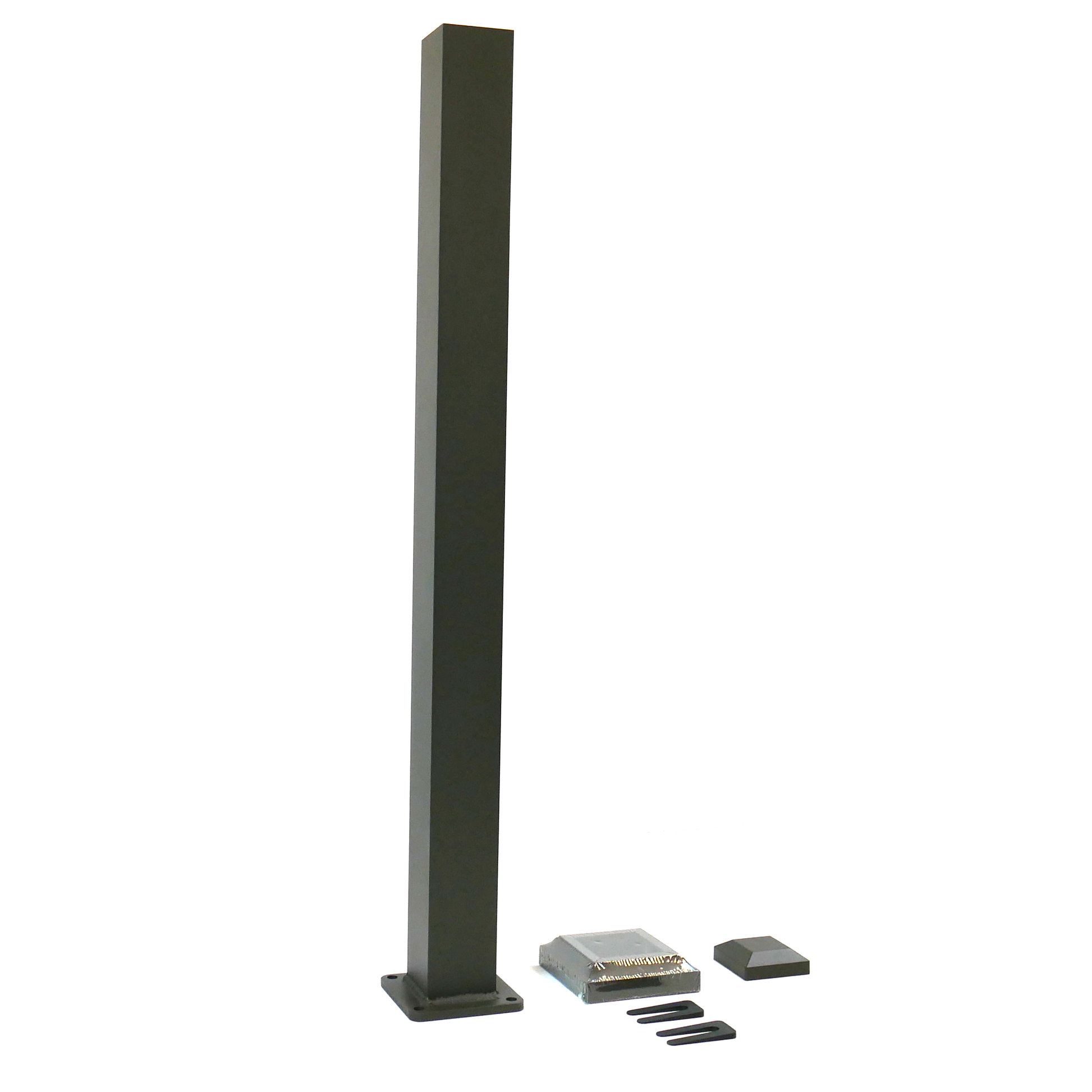 Product photo of Dekpro Textured Bronze 3" x 3" x 40" aluminum handrail post kit. Three inches by Forty Inches