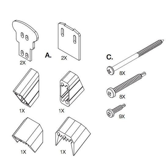 Feeney DesignRail Cut kit stair bracket set textured black