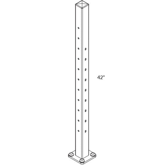 42" Newel Left Termination connects to 42inch level railing and 36 inch stair