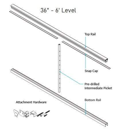 Level 36 inch rail kit for cable railing designrail kits standard residential railing