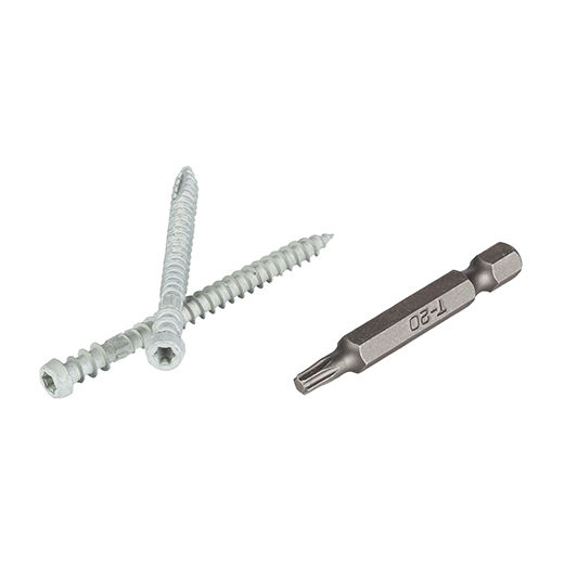 Toploc dark Ivory deck screw matches Whitewash Cedar