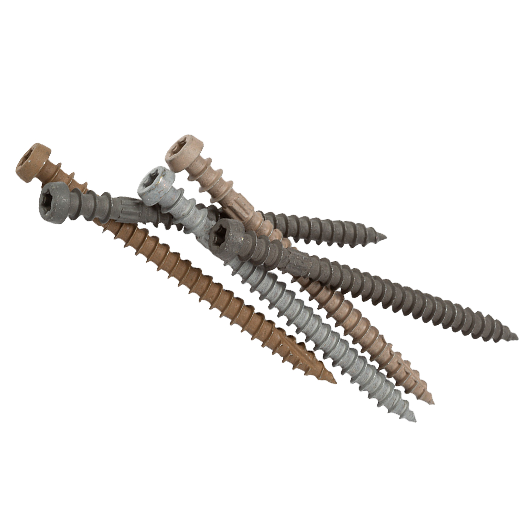 TOPLoc TimberTech Composite Deck Screws various options showing timbertech color match screw choices which reflect the color options available and match composite decking profiles