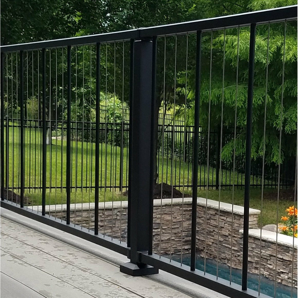 36" Level Crossover Post in Black Fine Texture rail top meets in flush with post top for over-the-post level handrail