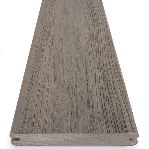 Gray wood plastic composite capped with cap stock reserve driftwood side profile