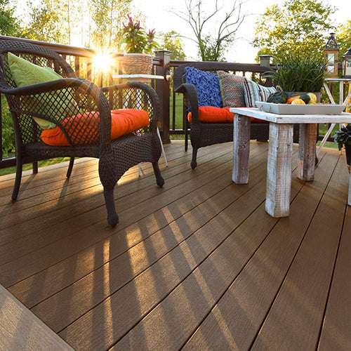 Rustic Elm deck view with chairs and table for nice deck sitting area