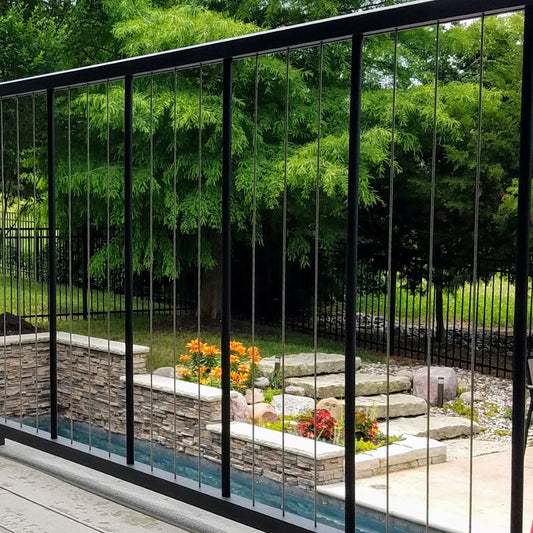 C80 VertiCable Rail Cable Aluminum Handrail picket cable railing by westbury black rail and rail post balusters